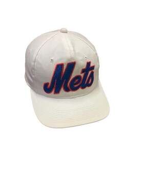 Vintage 90s Sports Specialties New York Mets The Twill Snapback Hat White Script